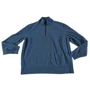 Untuckit Blue 100% Merino Wool Quarter Zip Pullover Men's XL Preppy